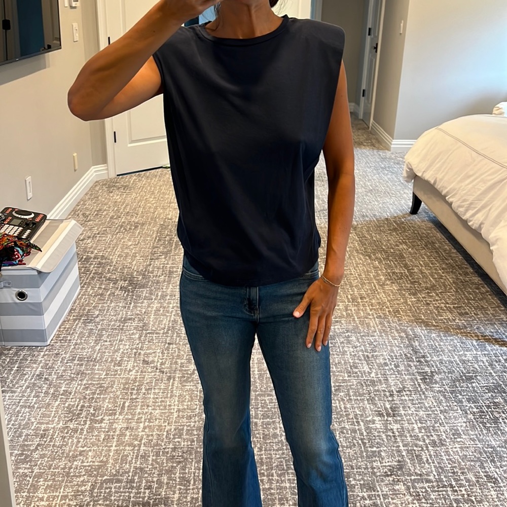 Jolie Navy cotton tank with shoulder pads